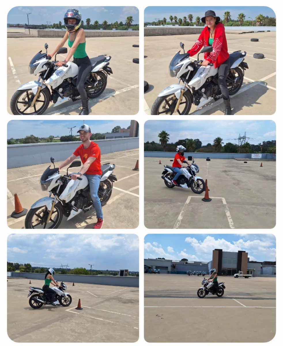 Instructor guiding student on track