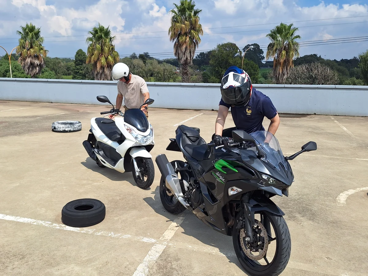 Rider practising emergency stop